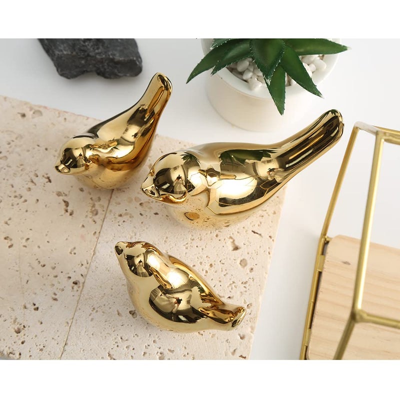 Insiswiner Home Ceramic Decor Gold Birds Figurine Garden Cottage Decorative Small 2Pcs - Image 5
